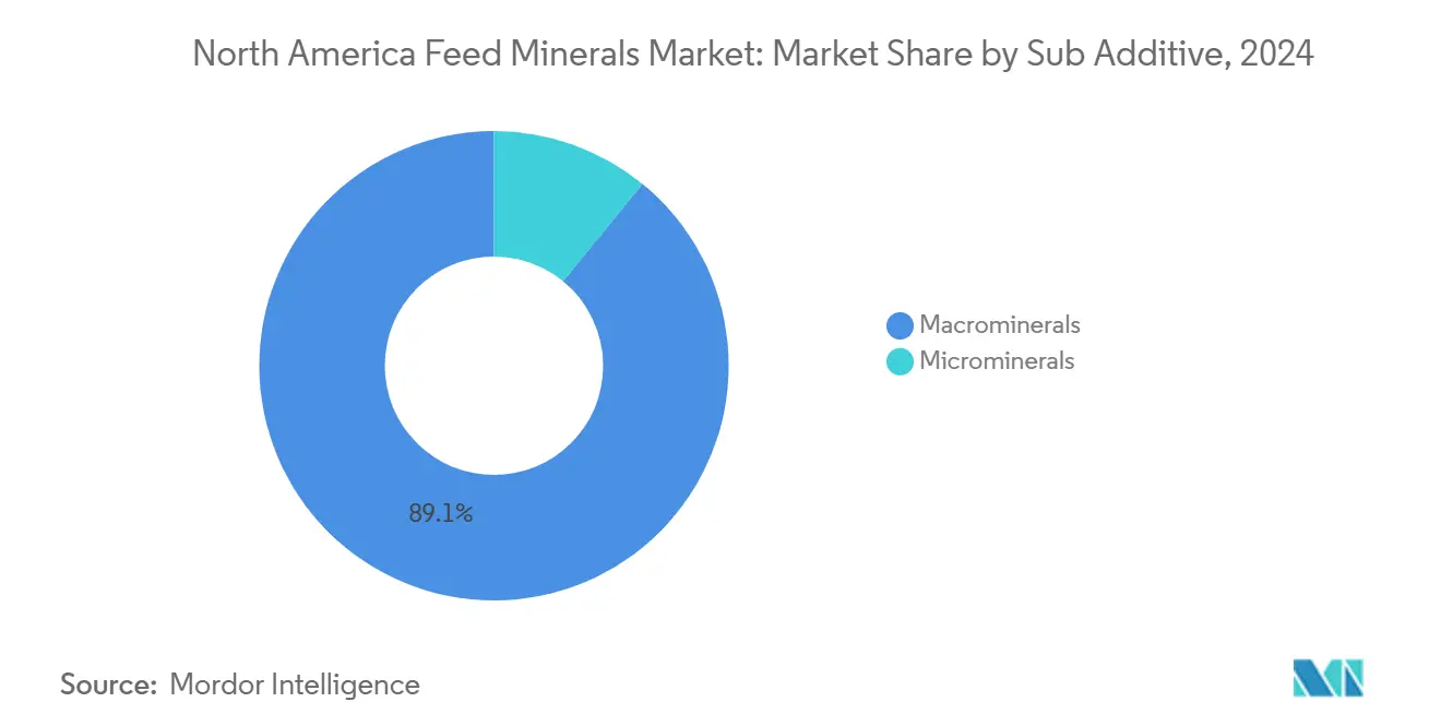Mercato dei minerali per mangimi in Nord America: quota di mercato per sottoadditivo
