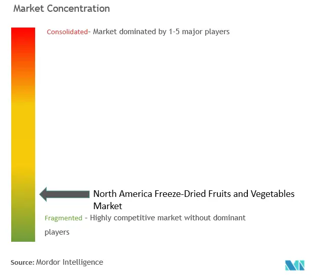 Concentración del mercado de frutas y verduras liofilizadas en América del Norte