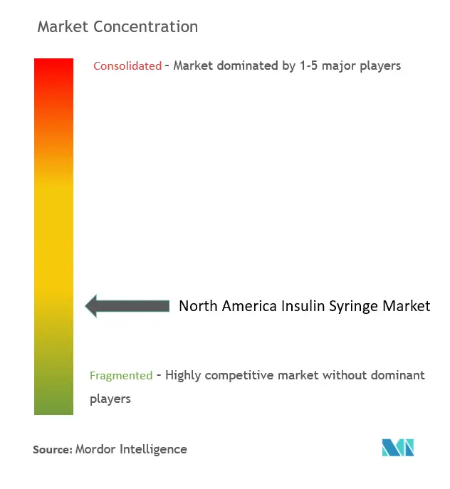 Concentração do Mercado de Seringas de Insulina da América do Norte Concentração do Mercado de Seringas de Insulina da América do Norte