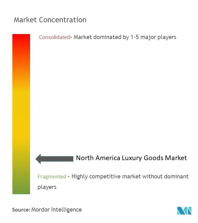 北米の高級品市場集中度