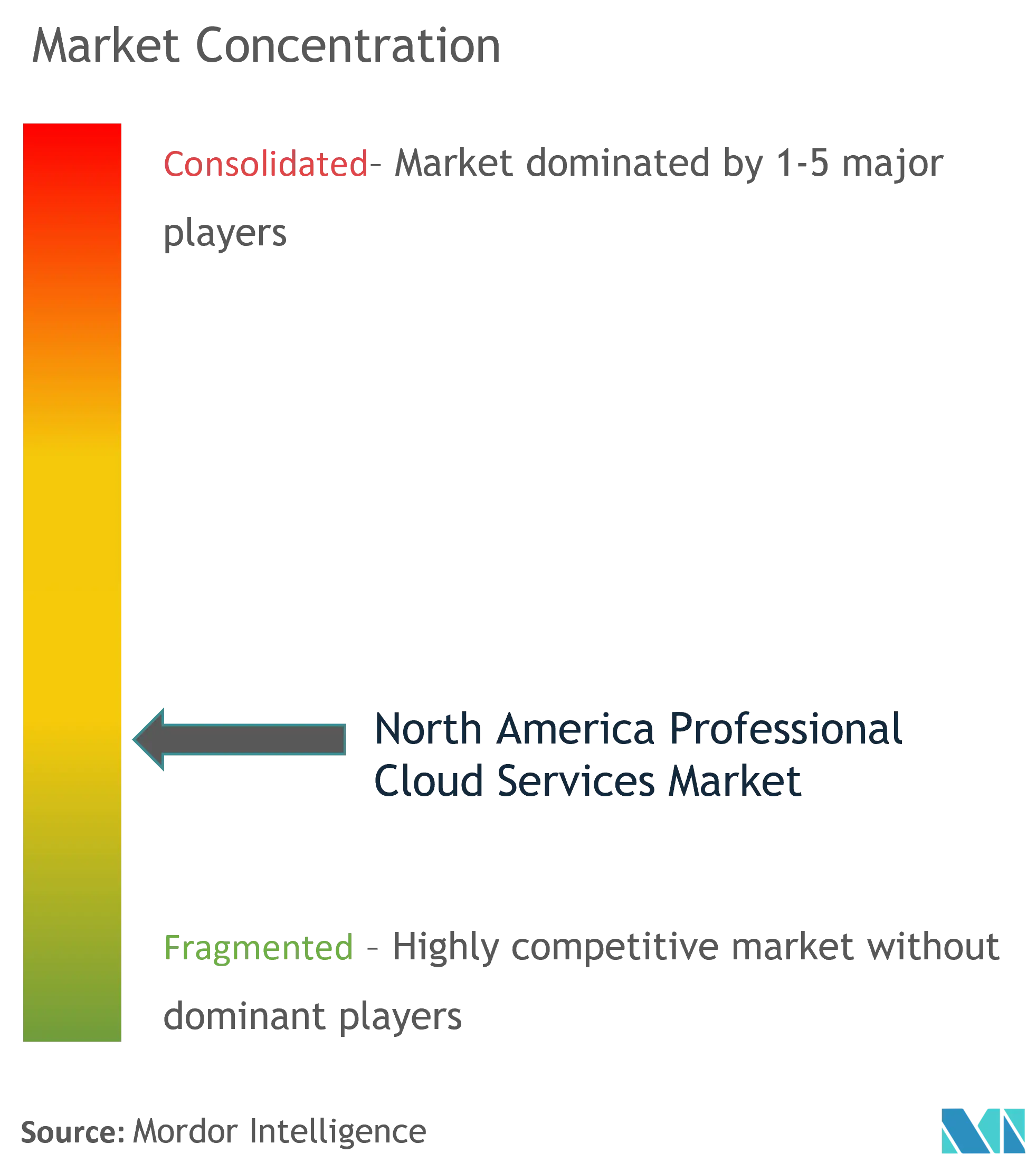 Mercado de serviços profissionais em nuvem da América do Norte – Concentração de mercado