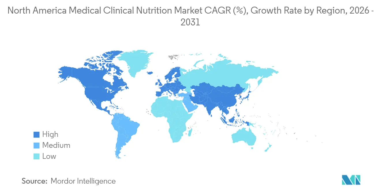 North America Medical Clinical Nutrition Market CAGR (%), Growth Rate by Region