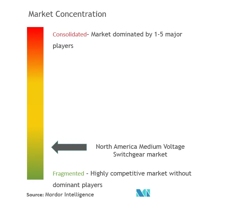 北米の高圧開閉器市場の集中度