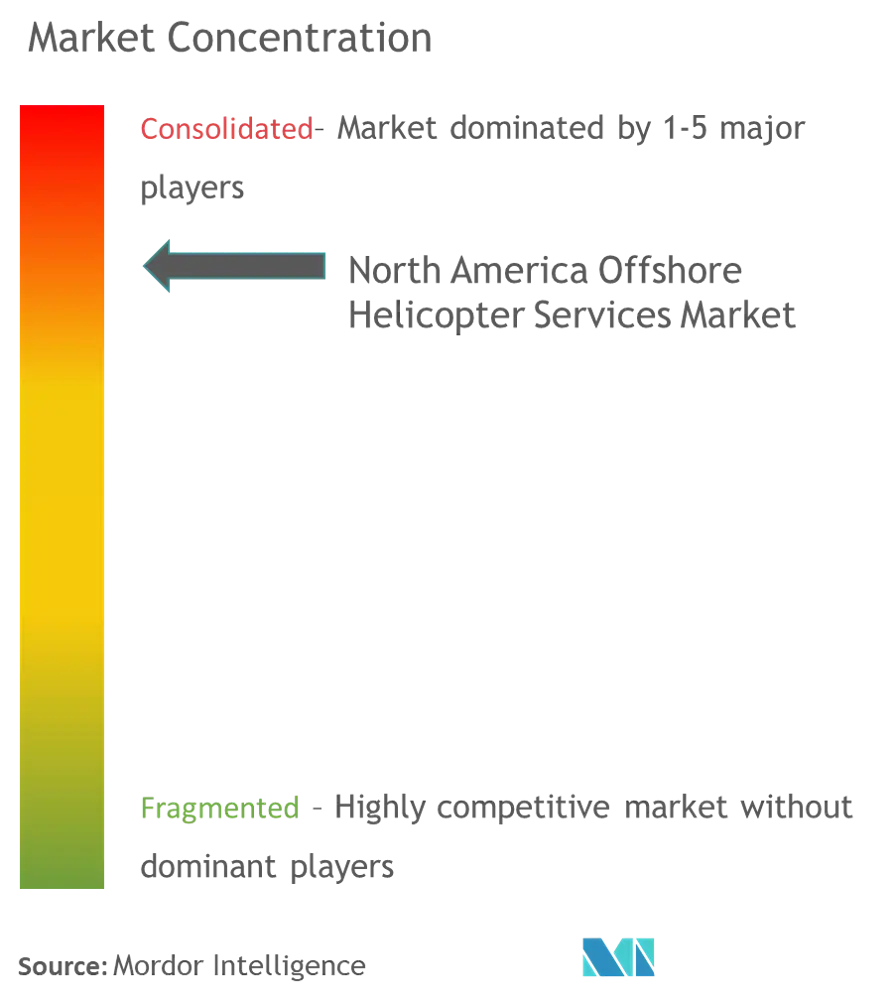 Concentración del mercado de servicios de helicópteros offshore de América del Norte