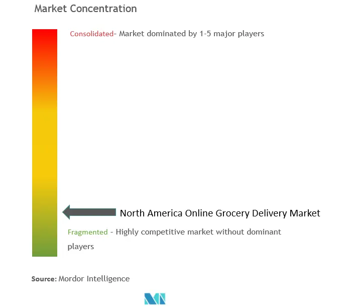 北米のオンライン食料品配達市場集中度