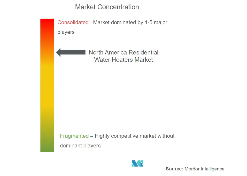 Calentadores de agua residenciales de América del NorteConcentración del Mercado