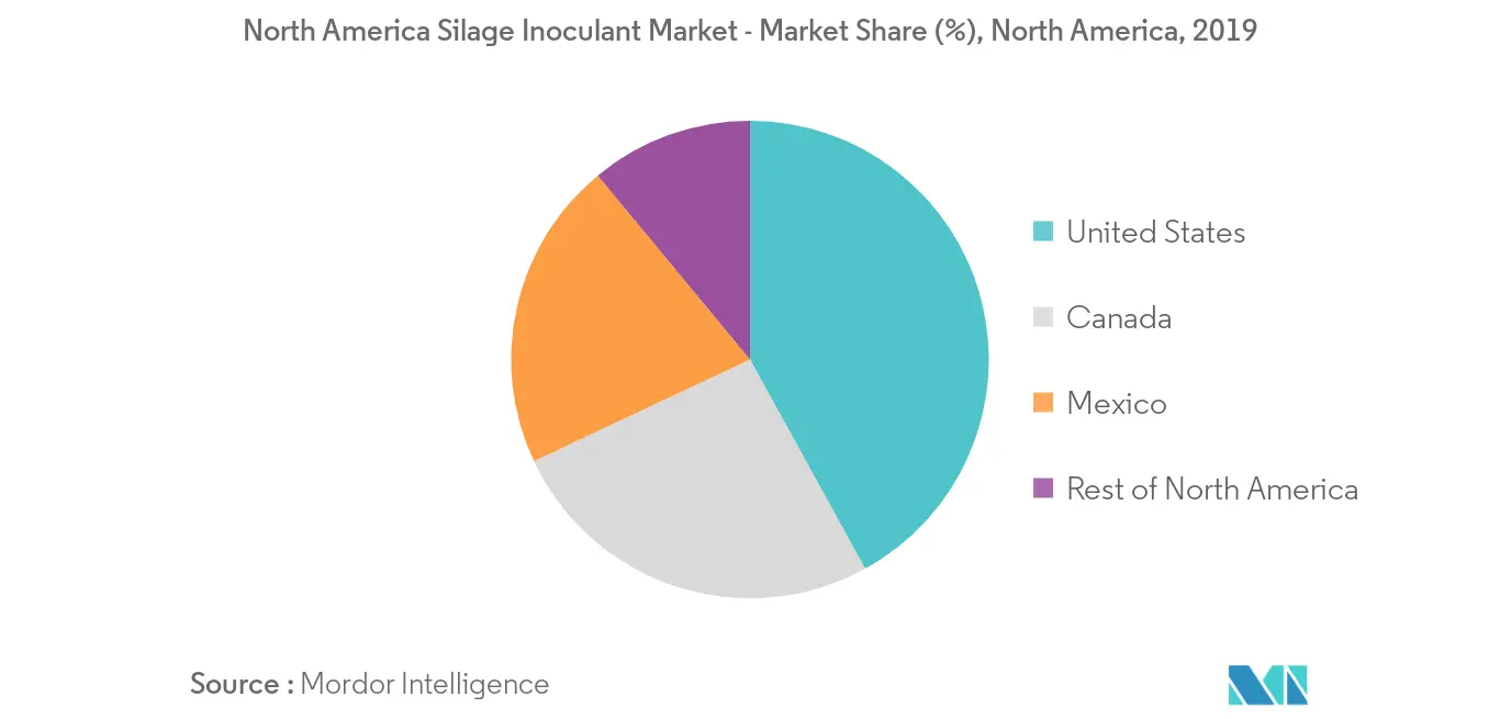 North America Silage Inoculant Market - Market Share (%), North America, 2019