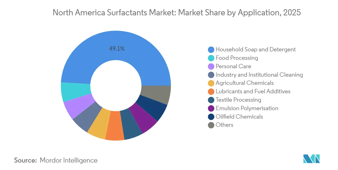North America Surfactants Market: Market Share by Application, 2025
