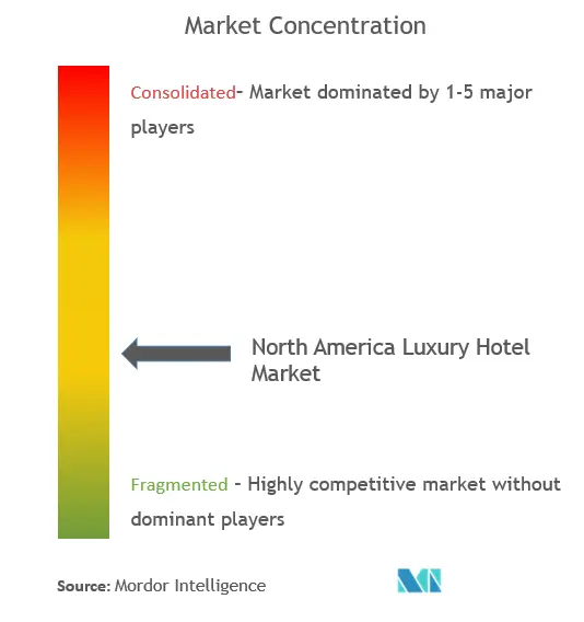 Concentración del mercado de hoteles de lujo en América del Norte