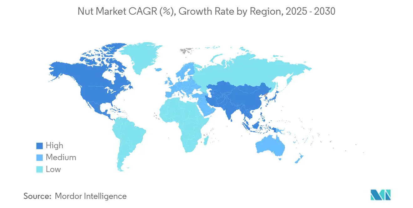 Nut Market CAGR (%), Growth Rate by Region