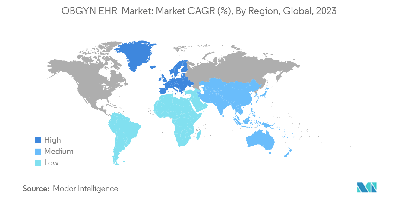 OBGYN EHR Market: OBGYN EHR  Market: Market CAGR (%), By Region, Global, 2023