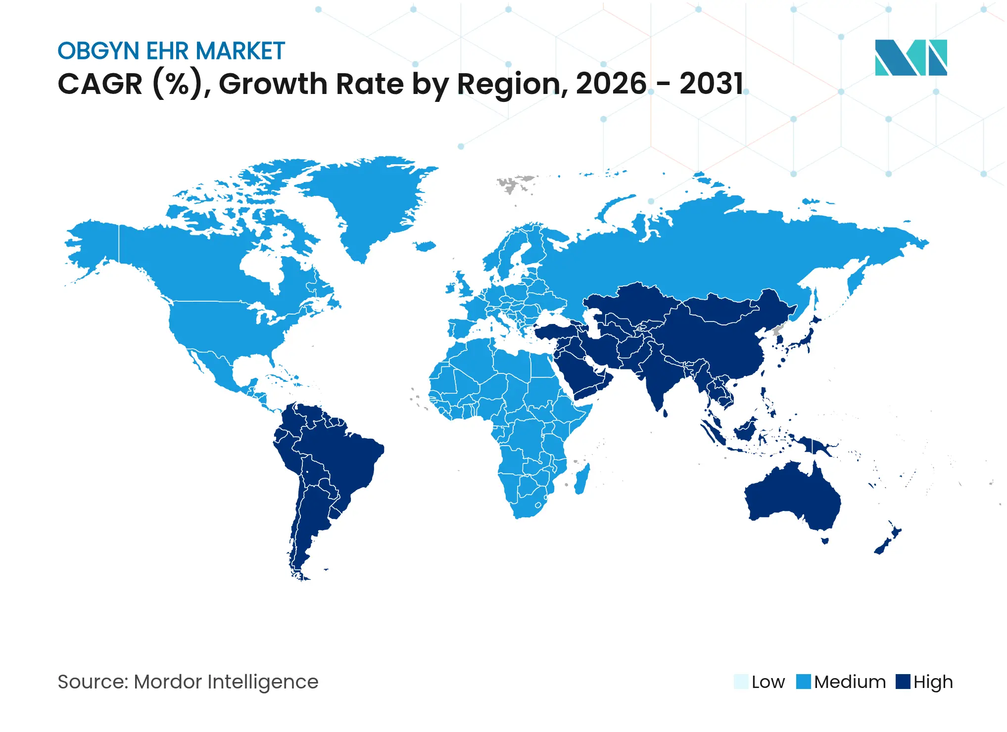 산부인과 EHR 시장 CAGR (%), 지역별 성장률