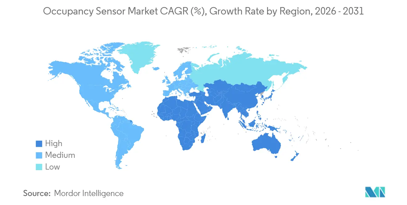 Occupancy Sensor Market CAGR (%), Growth Rate by Region