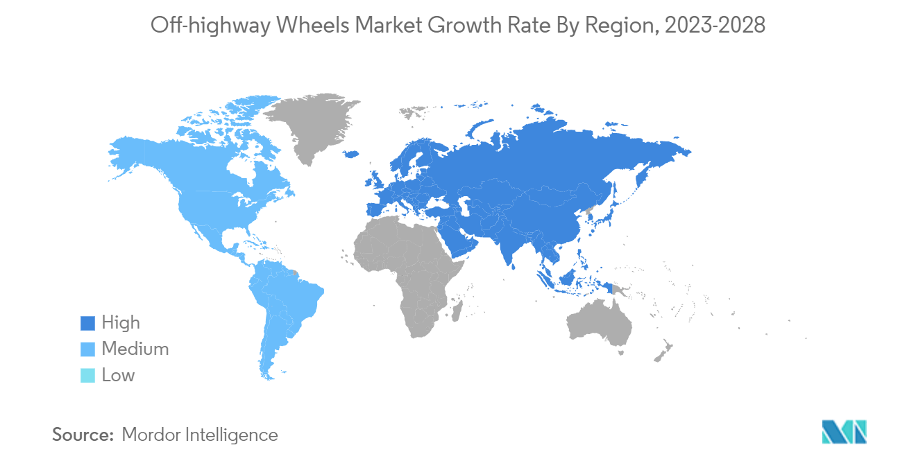 Thị trường bánh xe địa hình Tốc độ tăng trưởng theo khu vực, 2023-2028