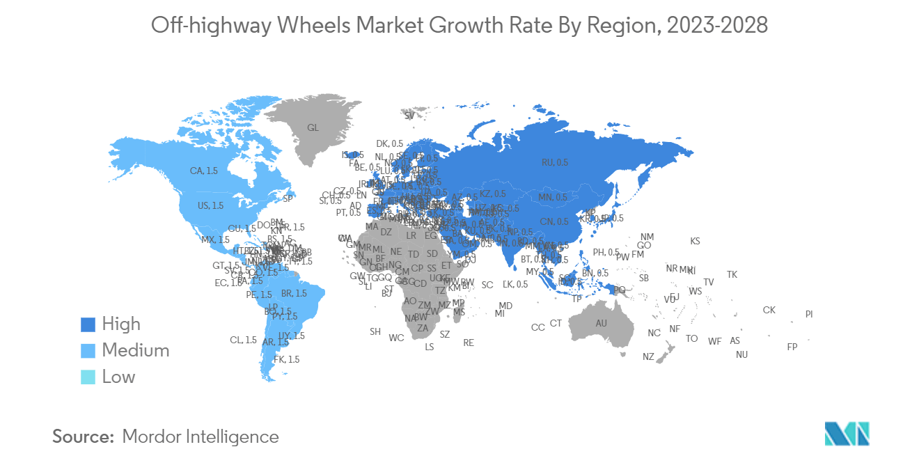 Off-highway Wheels Market Growth Rate By Region, 2023-2028