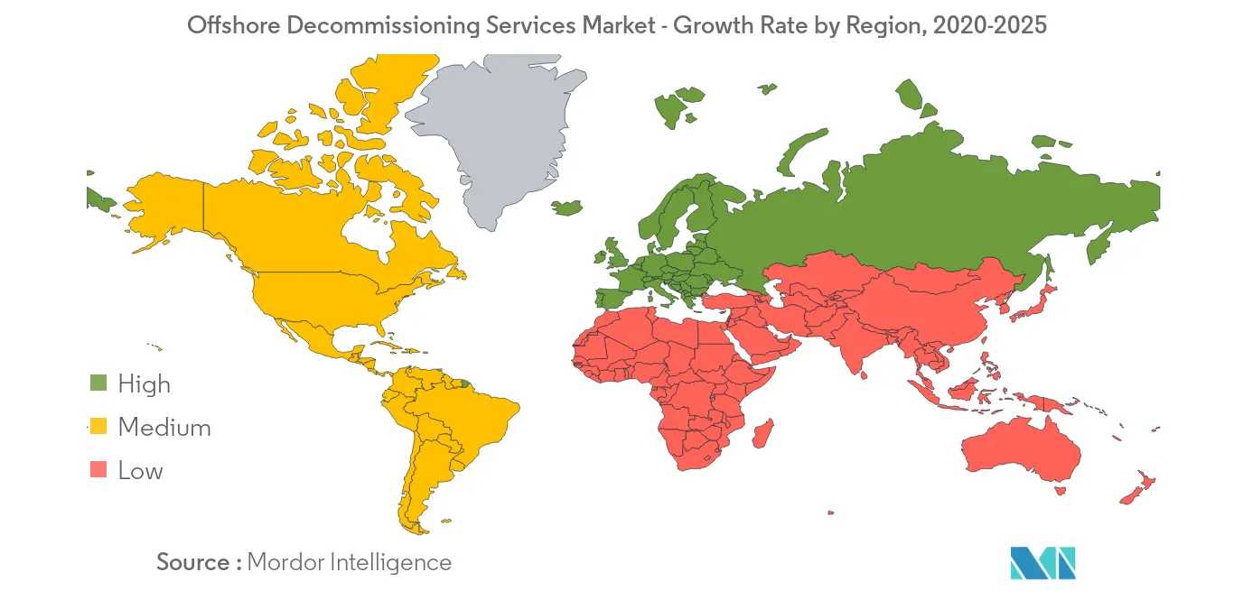 Mercado de servicios de desmantelamiento en alta mar tasa de crecimiento por región, 2020-2025