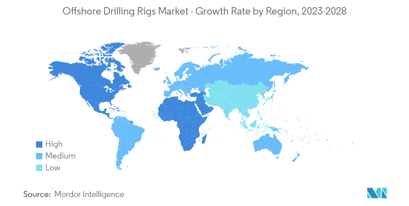 Offshore Drilling Rigs Market - Growth Rate by Region, 2023-2028