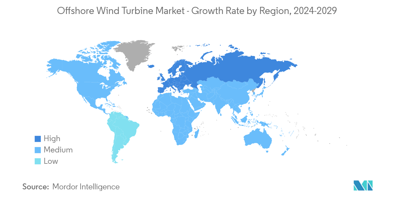 Mercado de turbinas eólicas offshore – Taxa de crescimento por região, 2024-2029