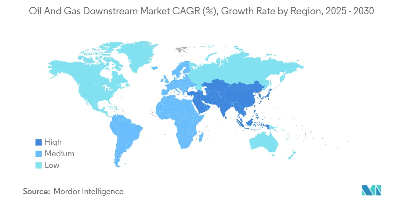 Oil And Gas Downstream Market CAGR (%), Growth Rate by Region