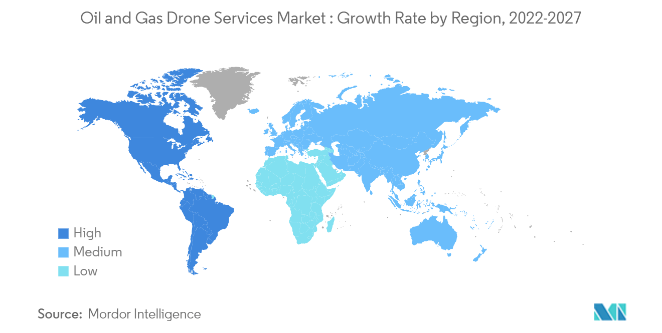 Oil and Gas Drone Services Market - Growth Rate by Region, 2022-2027