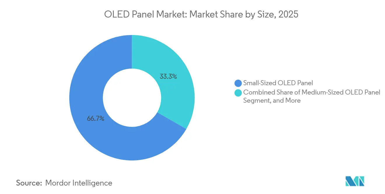 Participa??o de Mercado de Pain��is OLED por Tamanho, 2025