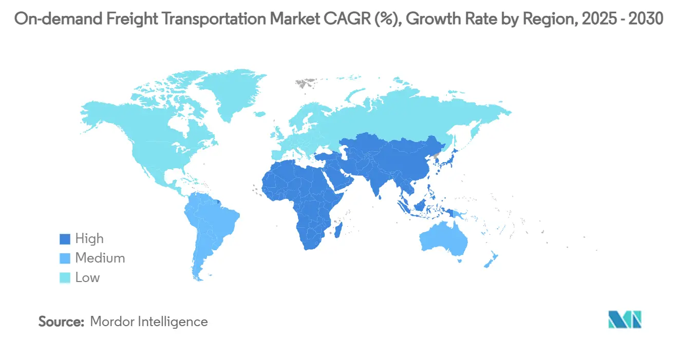 On-demand Freight Transportation Market CAGR (%), Growth Rate by Region