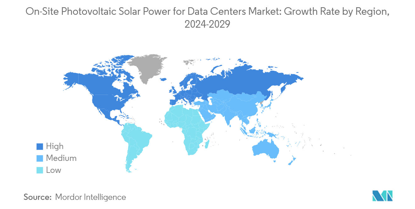 On-Site Photovoltaic Solar Power for Data Centers Market: Growth Rate by Region, 2024-2029