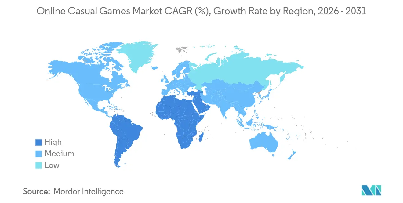 Online Casual Games Market CAGR (%), Growth Rate by Region
