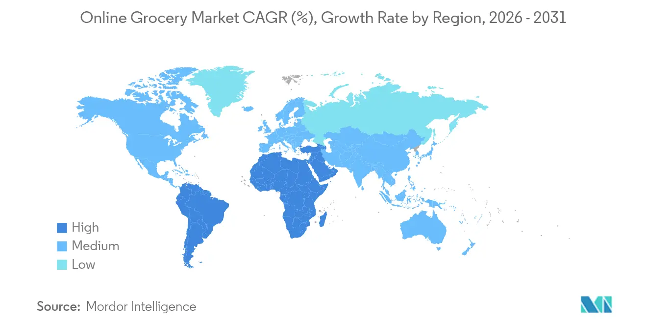 Online Grocery Market Growth Rate by Region