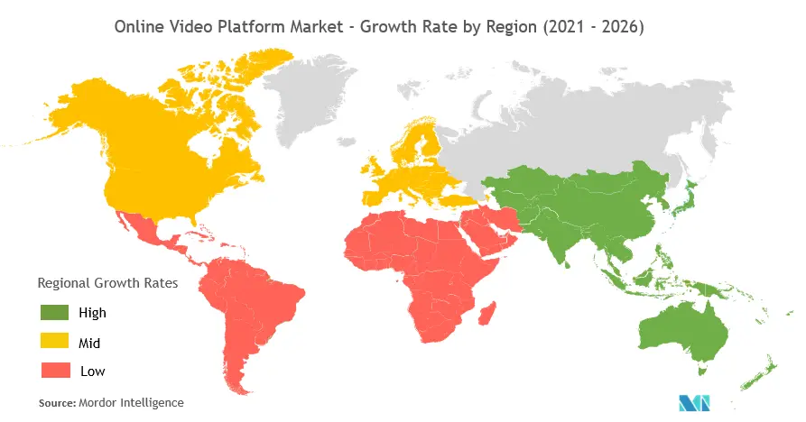 Online Video Platforms Market : Growth Rate by Region (2021-2026)