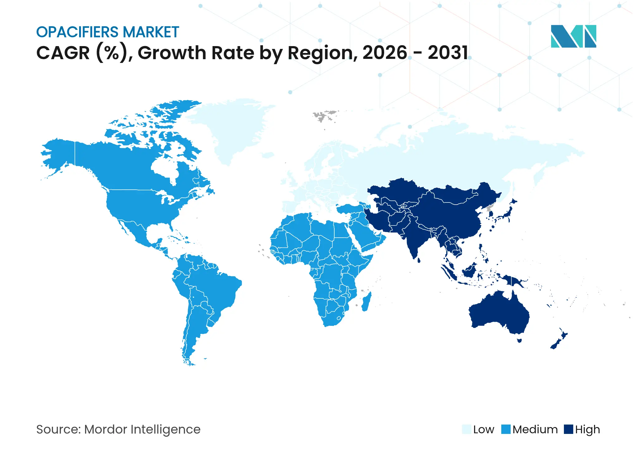 불투명화제 시장 CAGR(%), 지역별 성장률