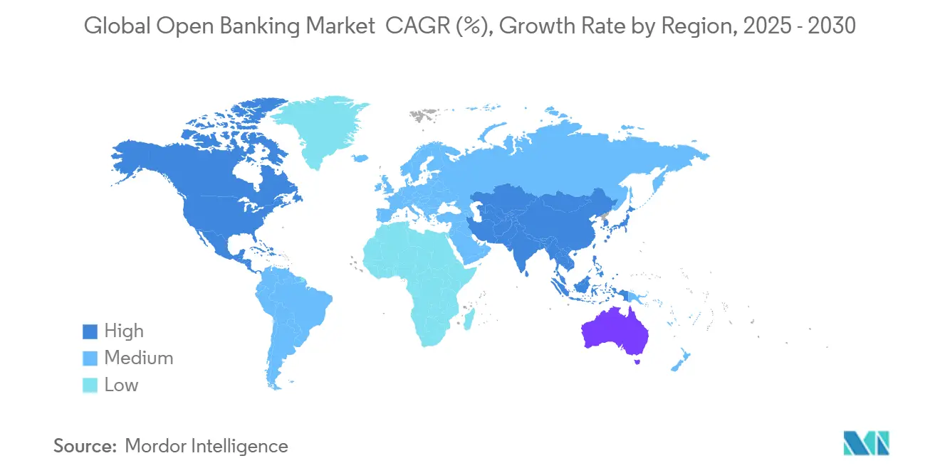 Global Open Banking Market CAGR (%), Growth Rate by Region