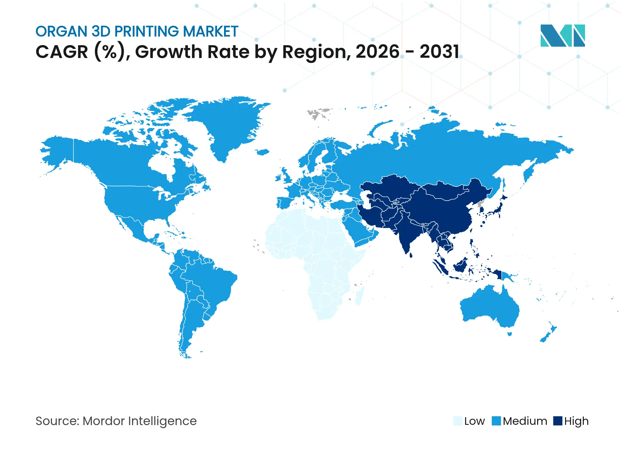 Organ 3D Printing Market CAGR (%), Growth Rate by Region