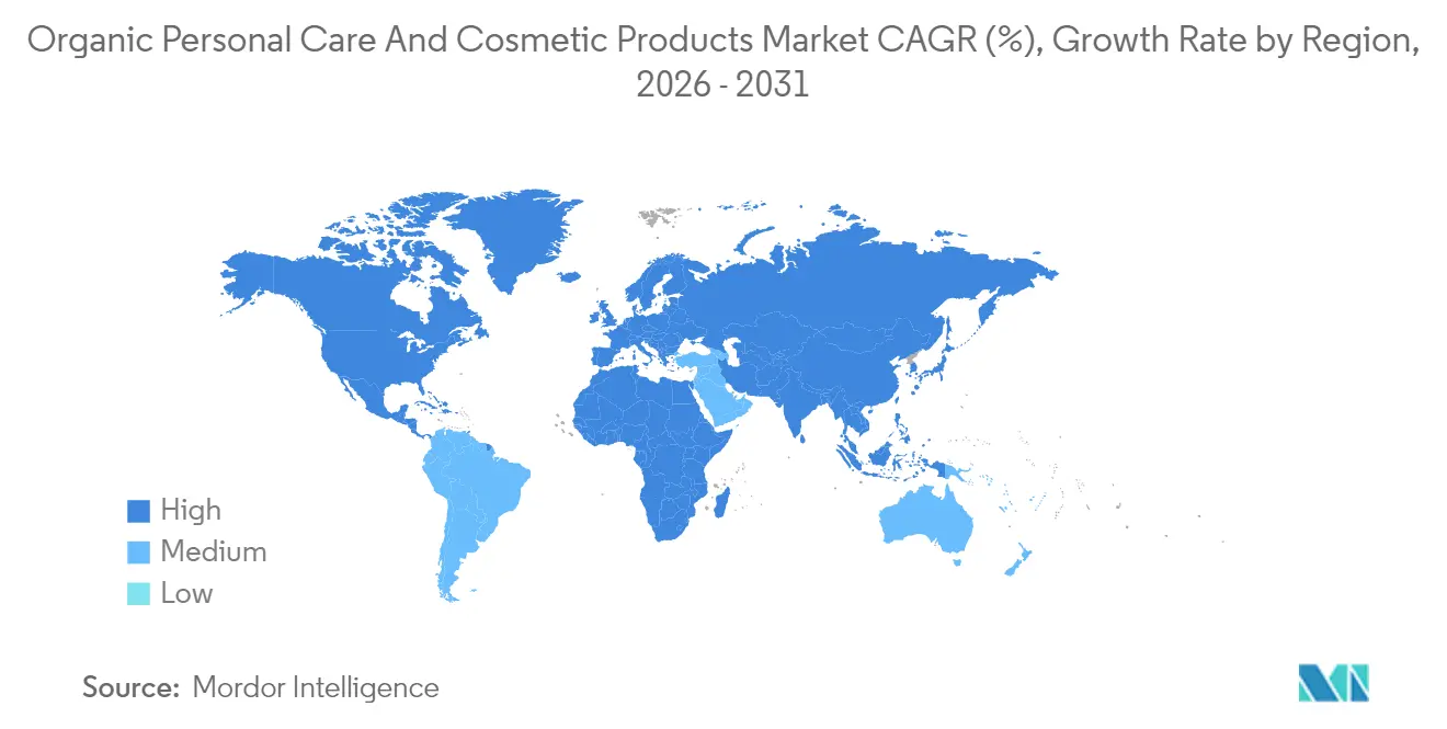 Organic Personal Care And Cosmetic Products Market CAGR (%), Growth Rate by Region