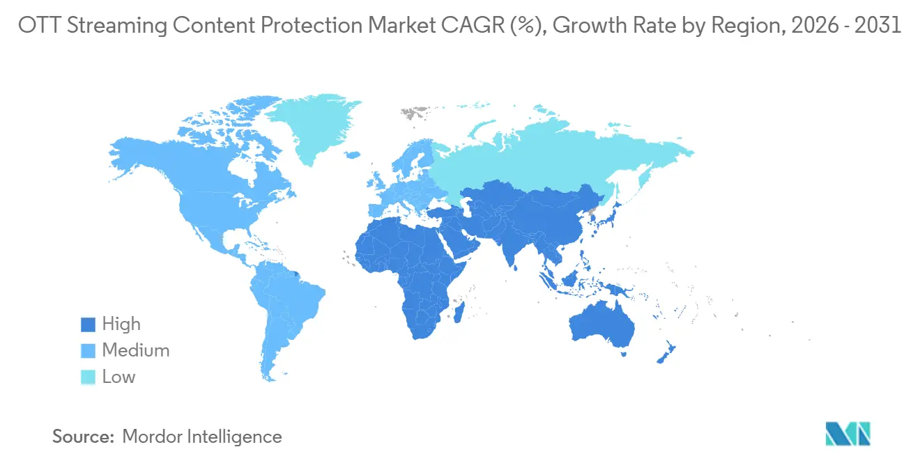 OTT Streaming Content Protection Market Growth Rate by Region