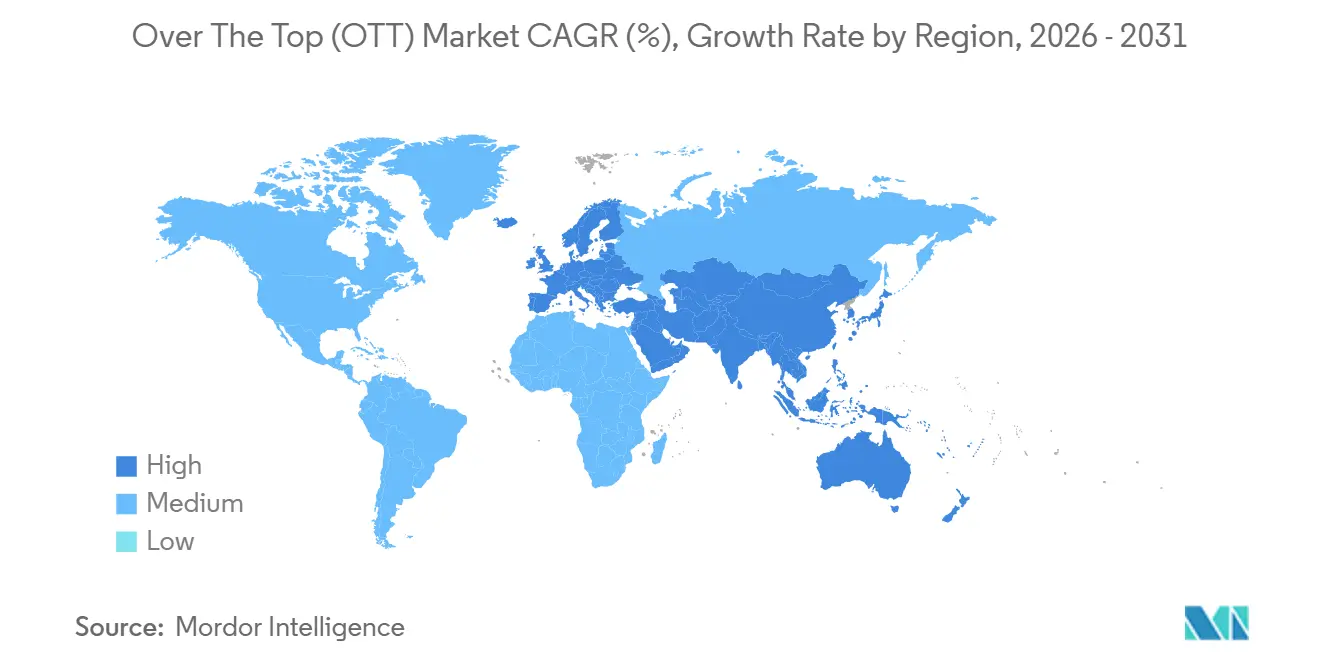 Over The Top (OTT) Market Growth Rate by Region