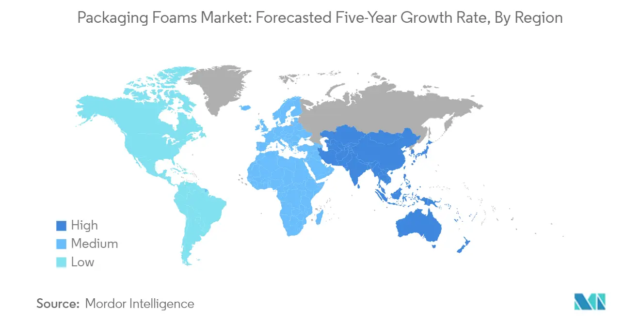 Market Analysis of Packaging Foams Market: Forecasted Growth Rate by Region