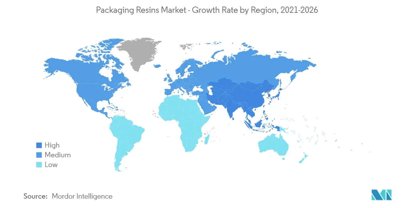 Packaging Resins Market - Growth Rate by Region, 2021-2026
