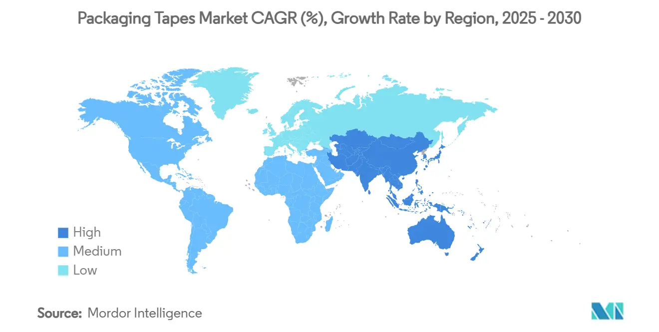 Packaging Tapes Market CAGR (%), Growth Rate by Region