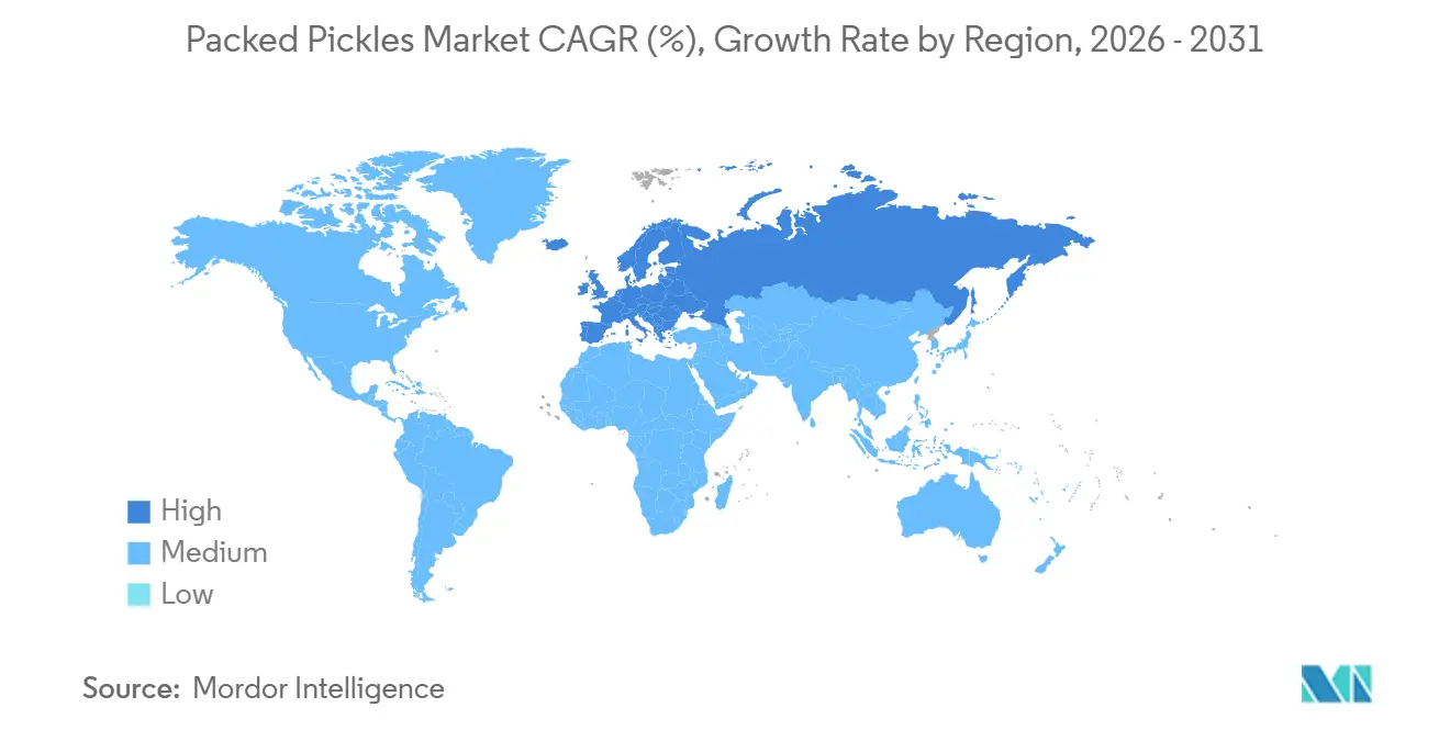 Packed Pickles Market CAGR (%), Growth Rate by Region