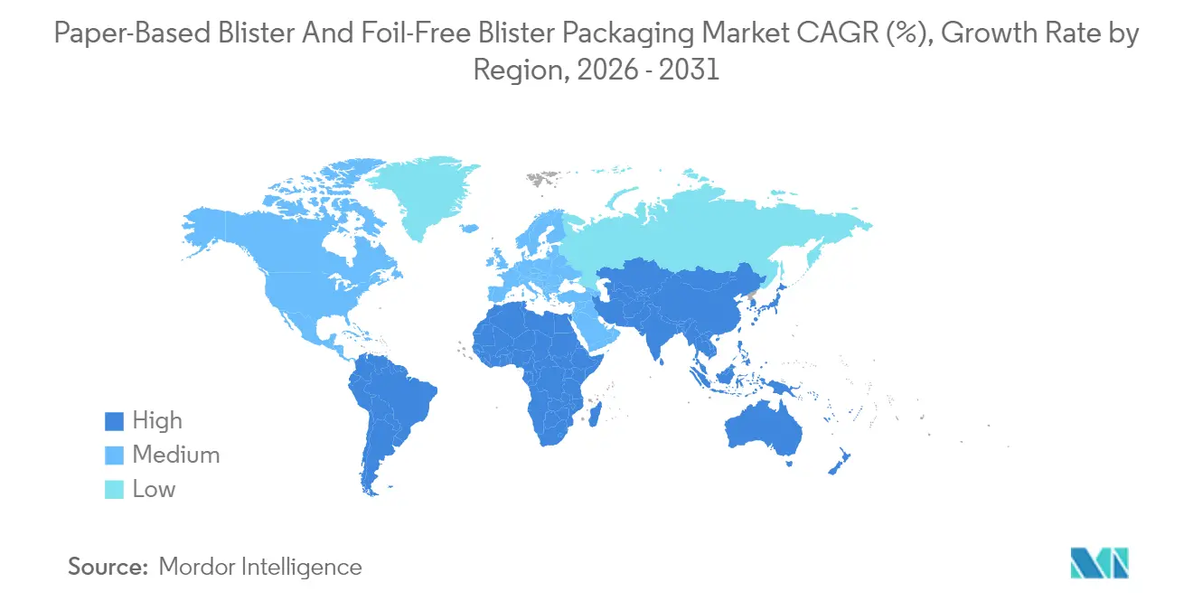 Paper-Based Blister And Foil-Free Blister Packaging Market CAGR (%), Growth Rate by Region