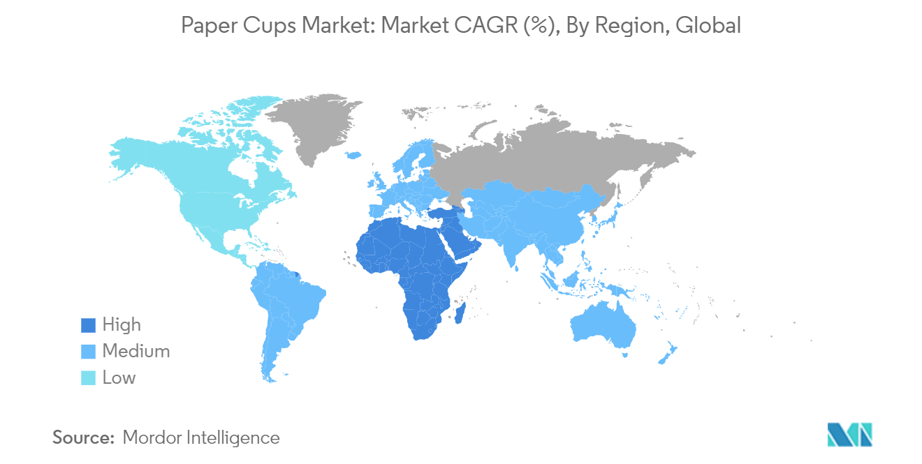 Paper Cups Market: Market CAGR (%), By Region, Global