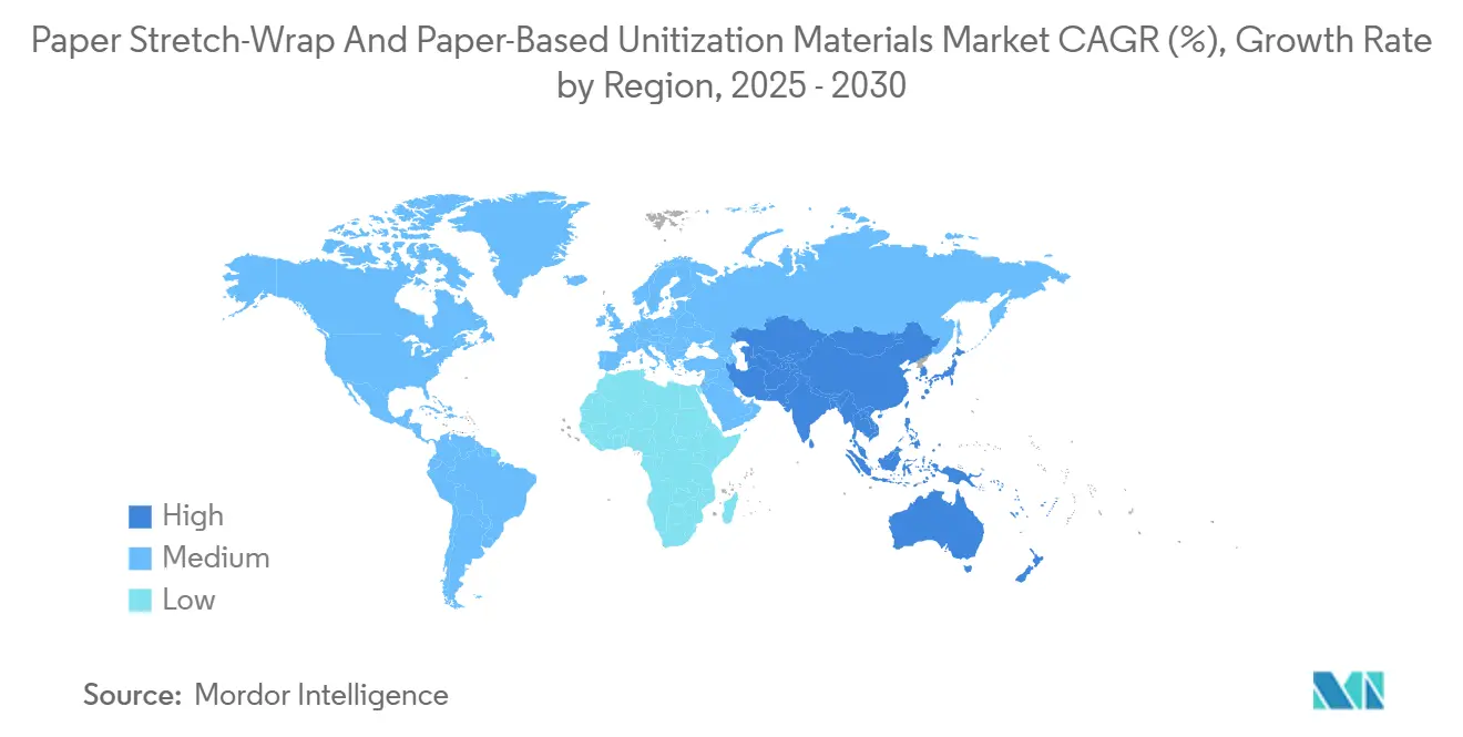 Paper Stretch-Wrap And Paper-Based Unitization Materials Market CAGR (%), Growth Rate by Region