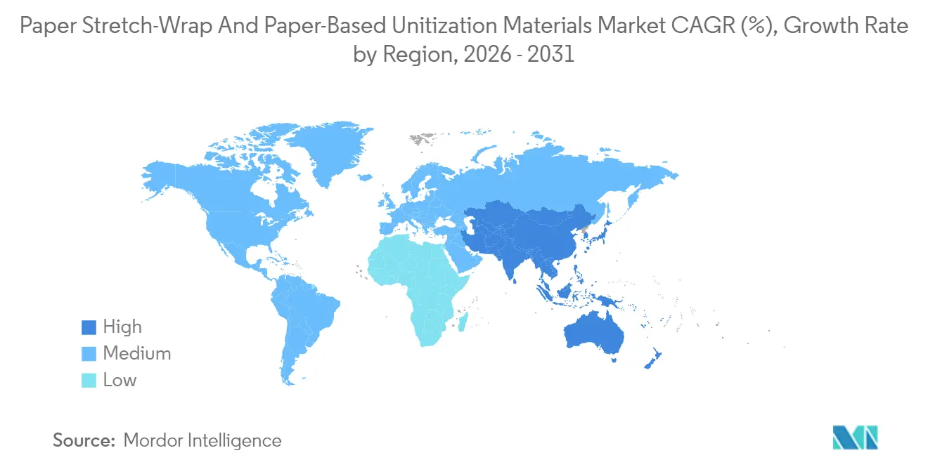 Paper Stretch-Wrap And Paper-Based Unitization Materials Market CAGR (%), Growth Rate by Region