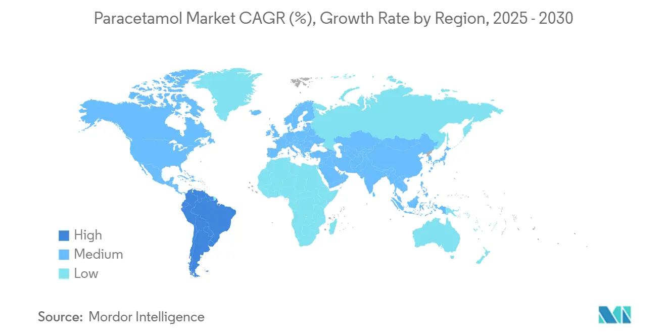 파라세타몰 토토 바카라 사이트 CAGR(%), 지역별 성장률