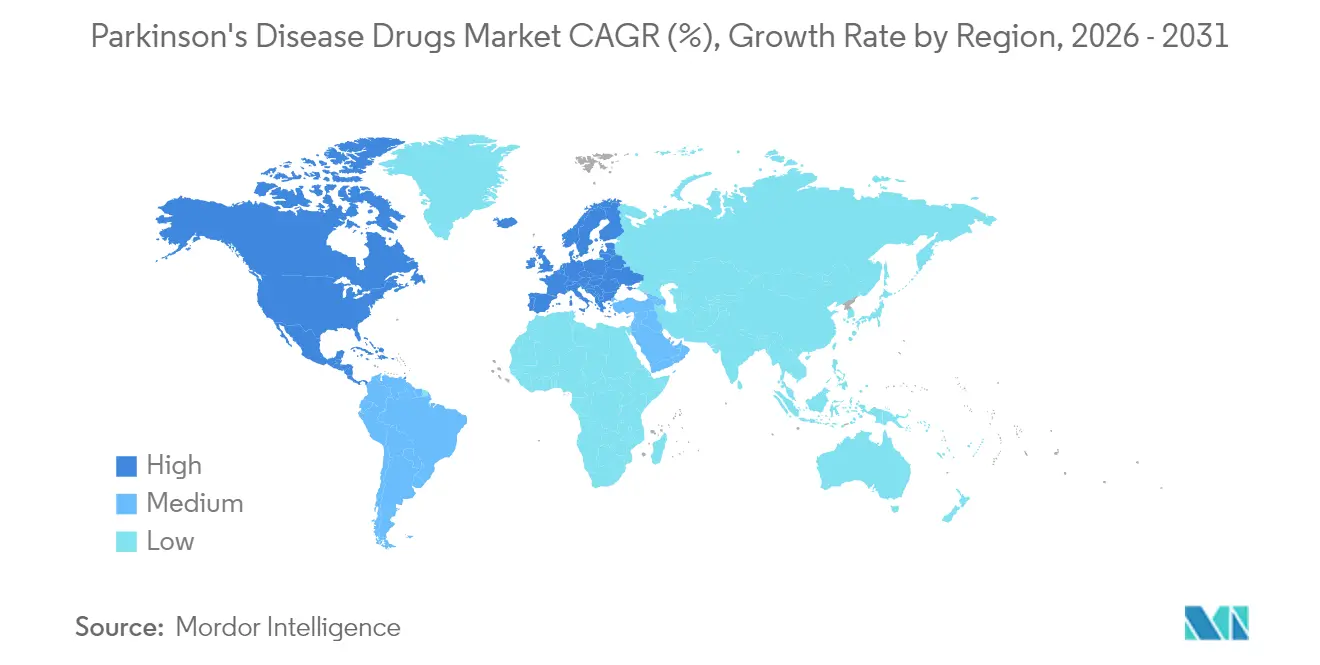Parkinson's Disease Drugs Market CAGR (%), Growth Rate by Region