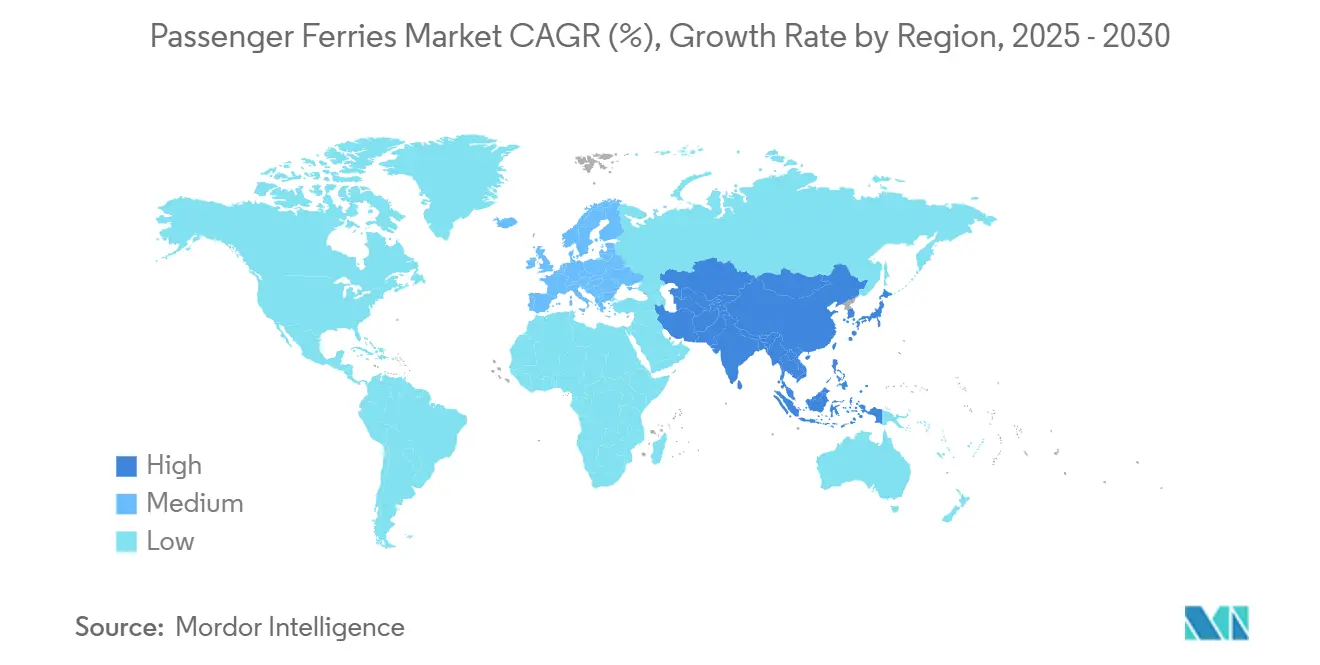 여객 바카라 꽁 머니 시장 CAGR(%), 지역별 성장률