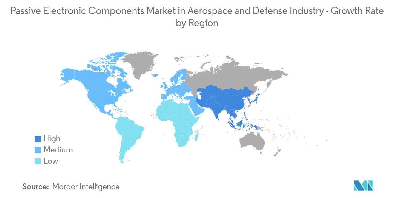 航空宇宙・防衛産業における受動電子部品市場：航空宇宙・防衛産業における受動電子部品市場-地域別成長率