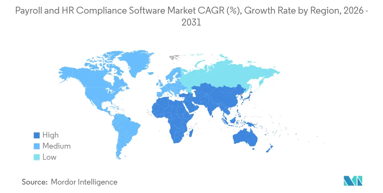 Payroll and HR Compliance Software Market CAGR (%), Growth Rate by Region