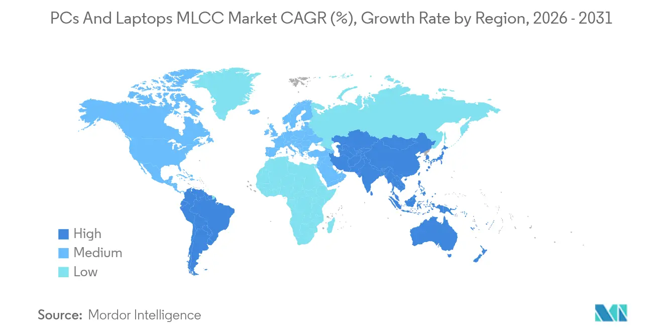 PCs And Laptops MLCC Market CAGR (%), Growth Rate by Region